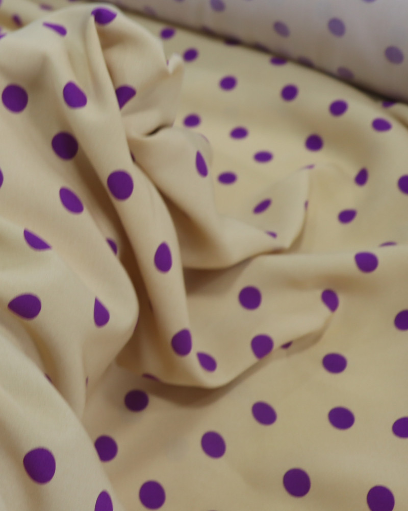 Tecido Viscose Poá Roxo e Bege Claro