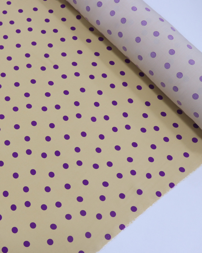 Tecido Viscose Poá Roxo e Bege Claro