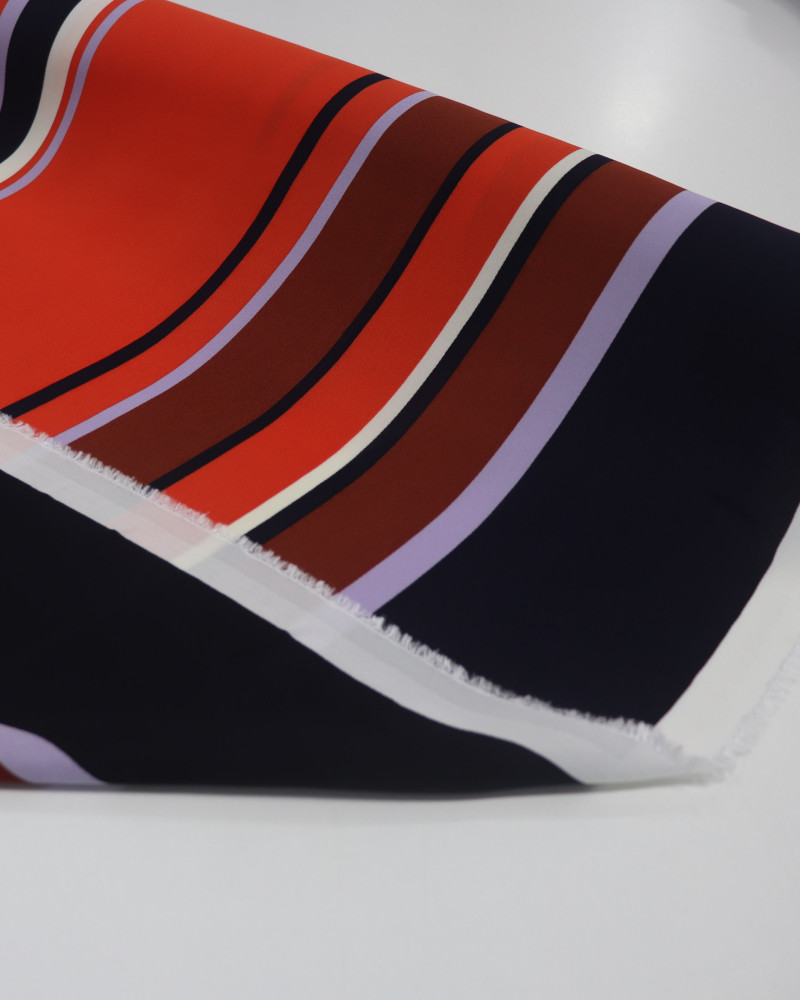 Tecido Crepe de Viscose Italiano Listras Tons Terrosos
