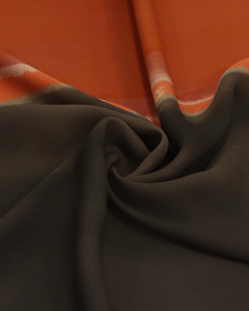 Tecido Crepe de Viscose Italiano Barrado Tie Dye Tons Terrosos 