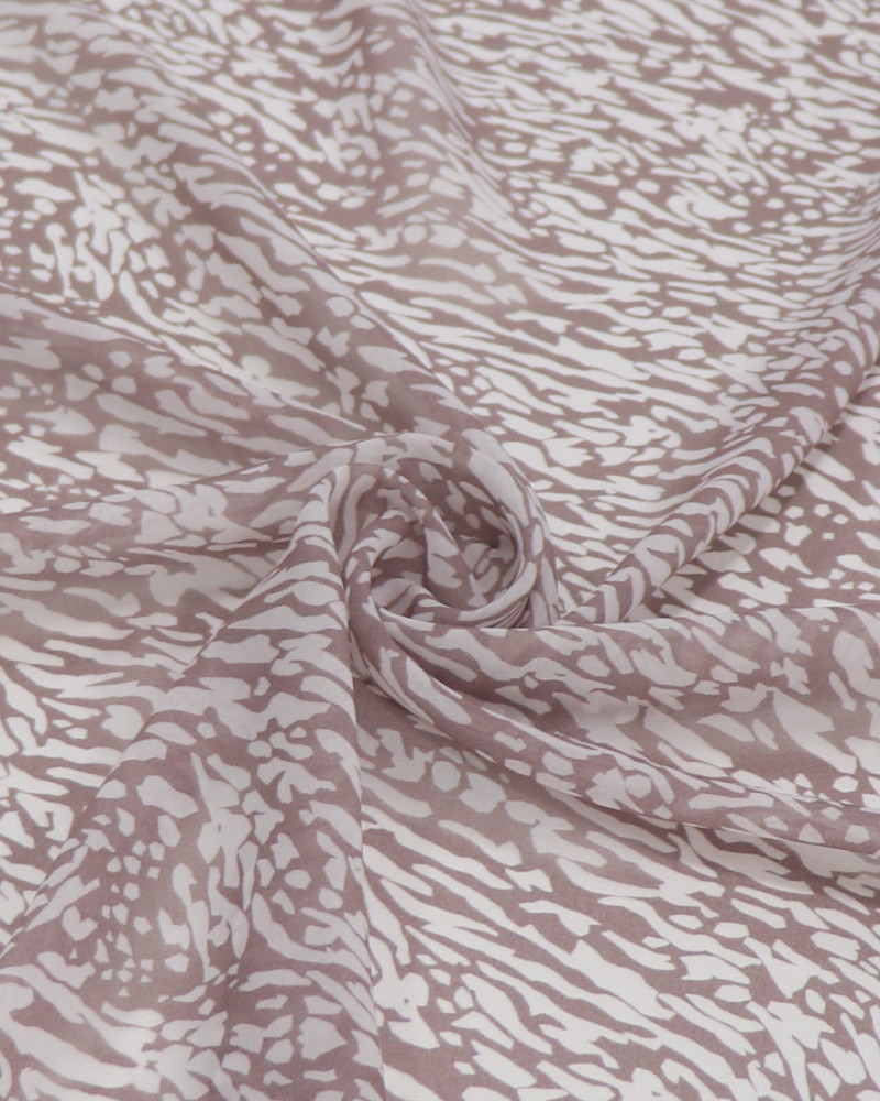 Tecido Crepe Chiffon Italiano Toque de Seda Animal Print Branco e Nude