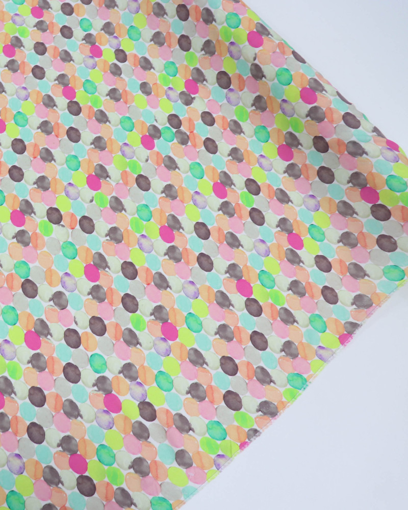 Tecido Viscose Italiano Poá em Aquarela Colorido (1.5m)