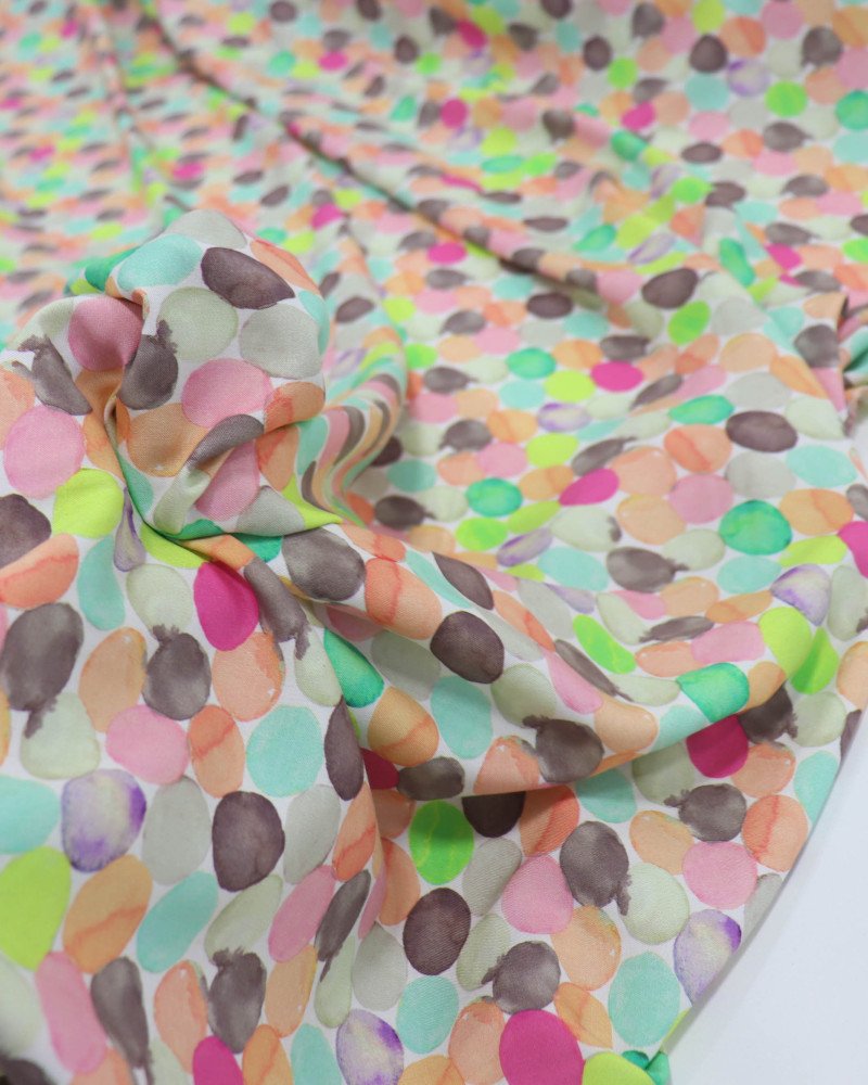 Tecido Viscose Italiano Poá em Aquarela Colorido (1.5m)