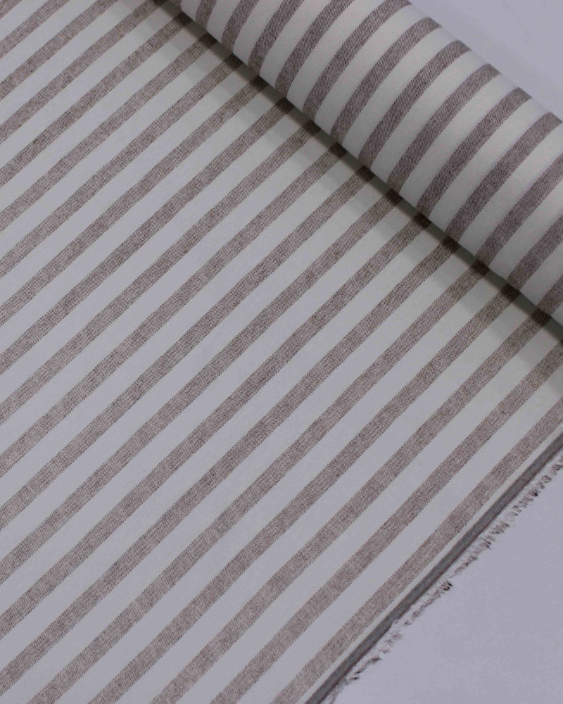 Tecido Linho Misto Listrado Vermelho e Offwhite