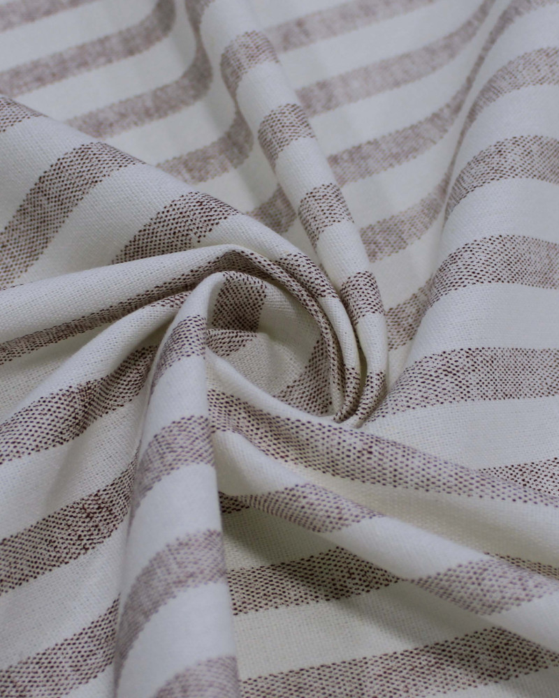 Tecido Linho Misto Listrado Vermelho e Offwhite