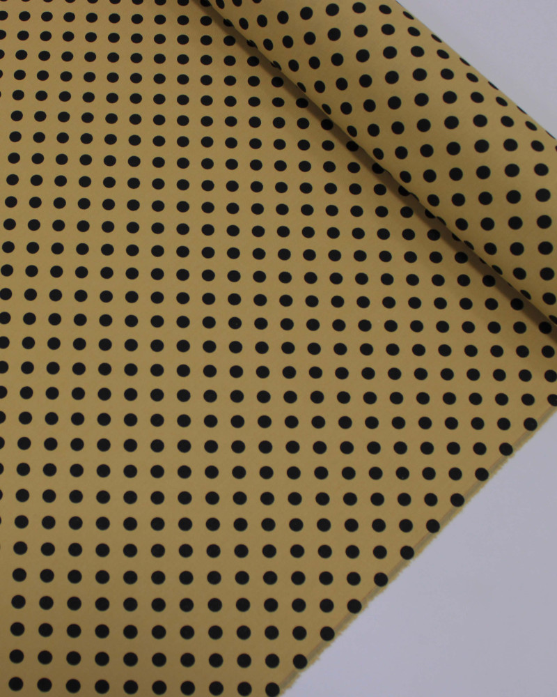 Teicdo Linho Misto Poá Preto e Amarelo Queimado