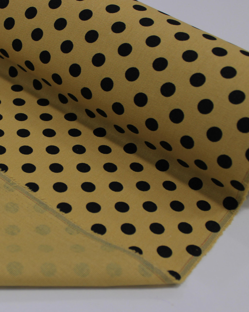 Teicdo Linho Misto Poá Preto e Amarelo Queimado