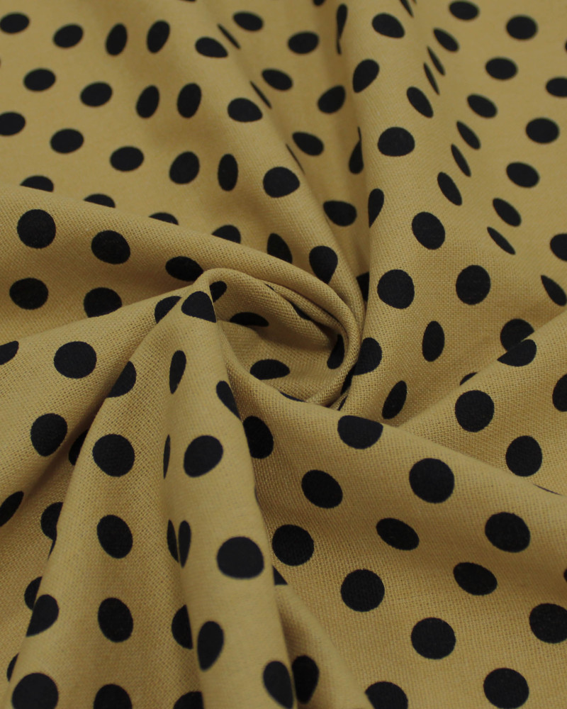 Teicdo Linho Misto Poá Preto e Amarelo Queimado