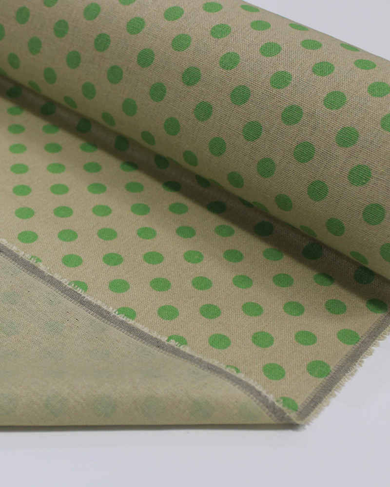 Tecido Linho Misto Poá Verde Menta e Cru