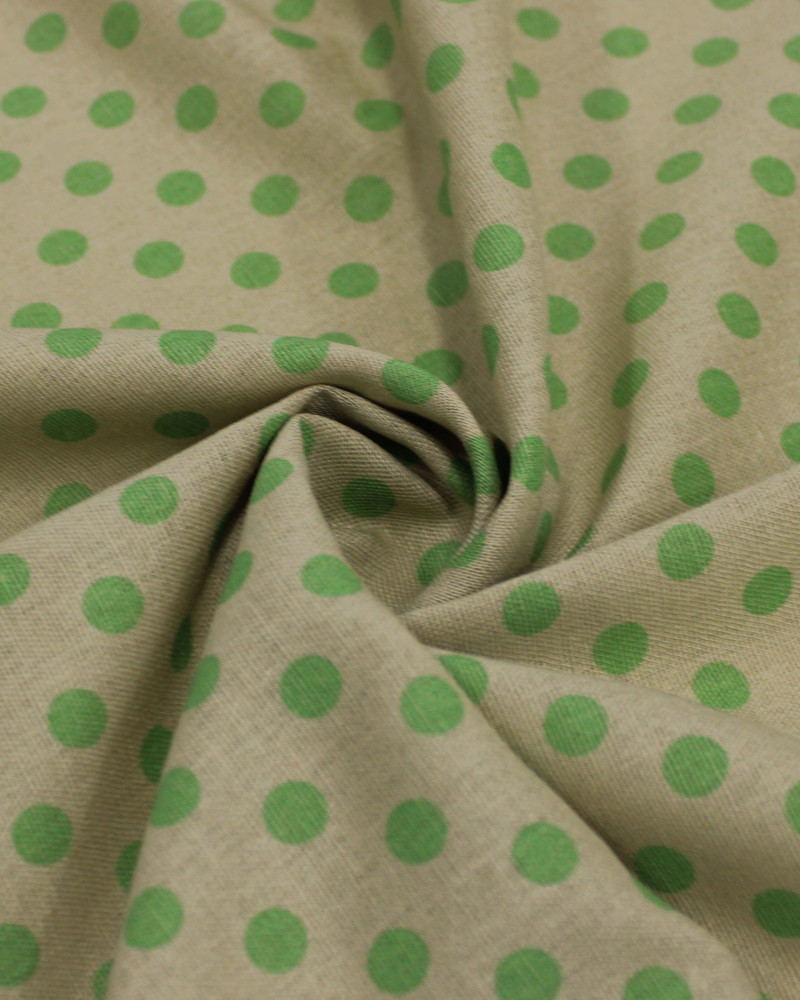 Tecido Linho Misto Poá Verde Menta e Cru