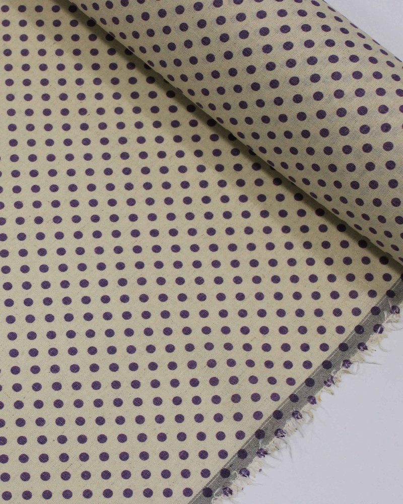 Tecido Linho Misto Micro Poá Roxo e Cru