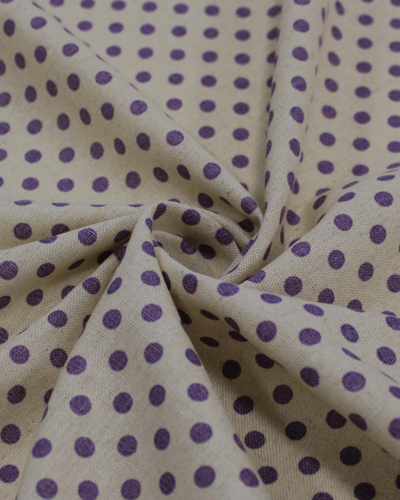 Tecido Linho Misto Micro Poá Roxo e Cru