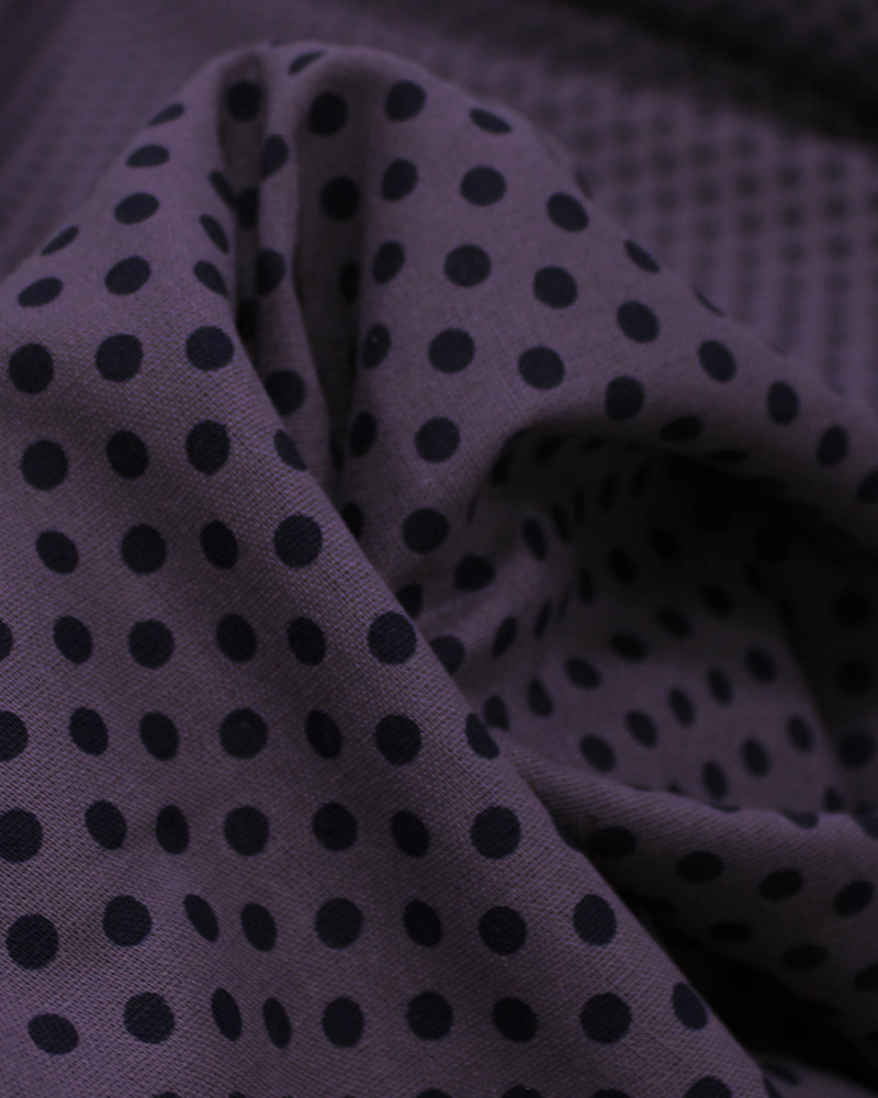 Tecido Linho Misto Poá Preto e Roxo