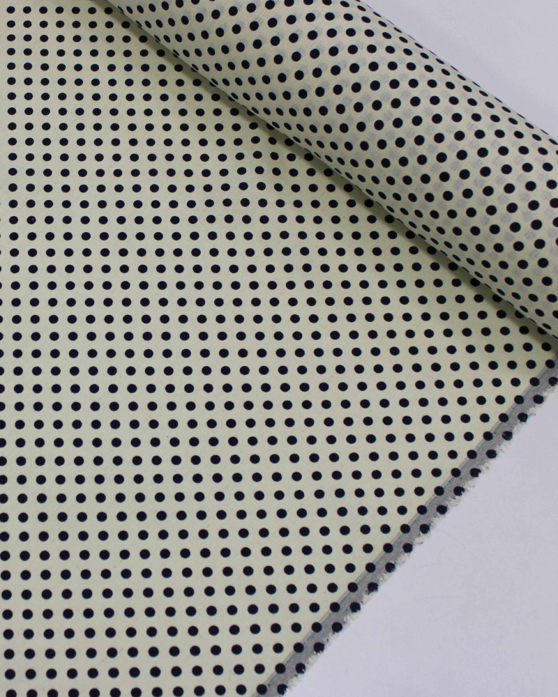 Tecido Linho Misto Micro Poá Preto e Offwhite