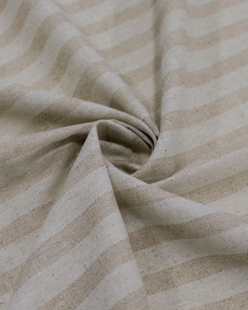 Tecido Linho Misto Listrado Bege e Cru
