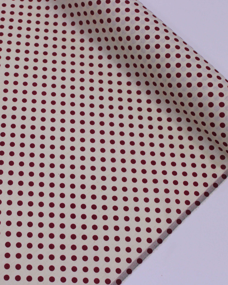 Tecido Linho Misto Poá Vermelho e Creme