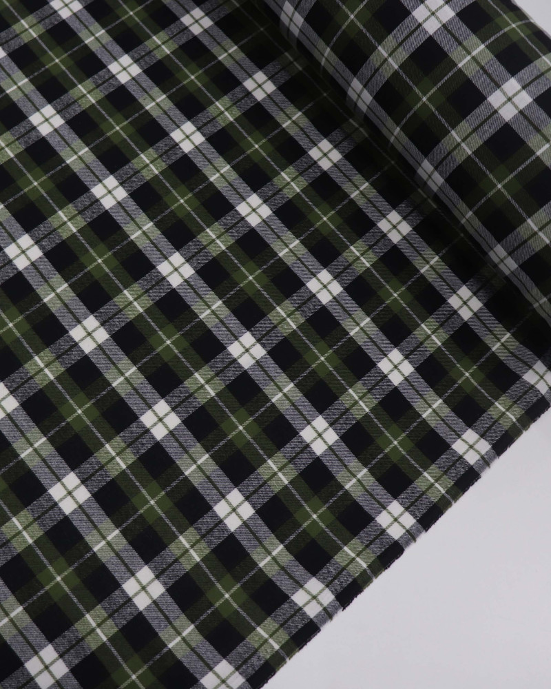 Tecido Flanela Mista Multi Quadriculado Branco, Preto e Verde