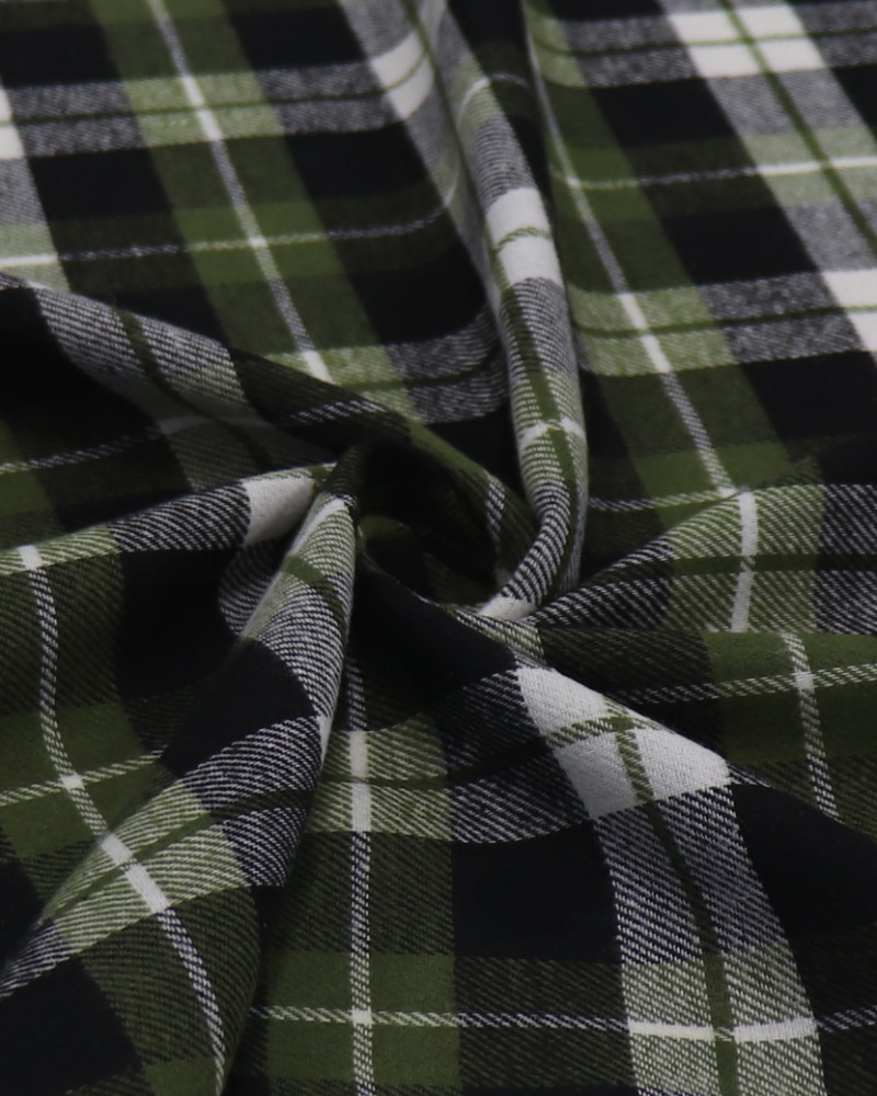 Tecido Flanela Mista Multi Quadriculado Branco, Preto e Verde