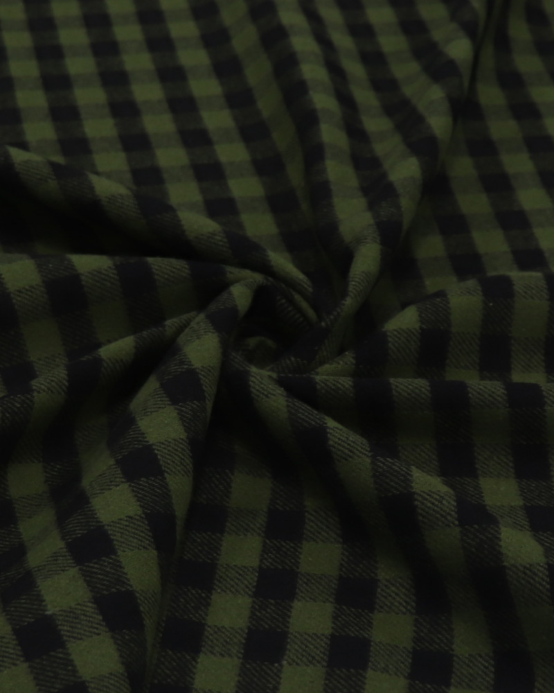 Tecido Flanela Mista Micro Quadriculado Preto e Verde