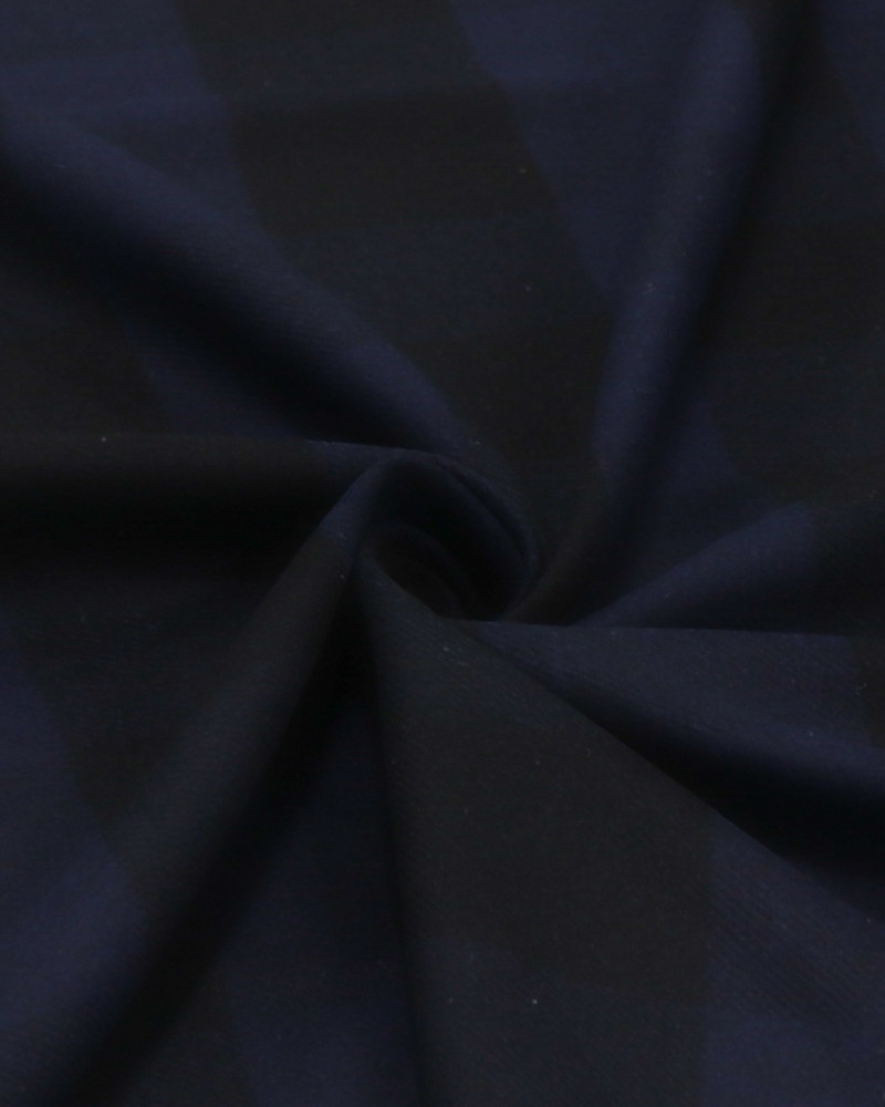 Tecido Flanela Mista Macro Quadriculado Preto e Azul Marinho Noite