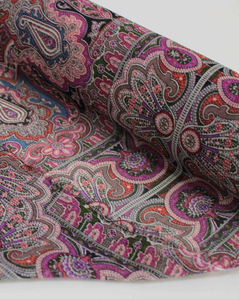Tecido Crepe Chiffon Italiano Texturizado Estampa Lenço Boho Chique
