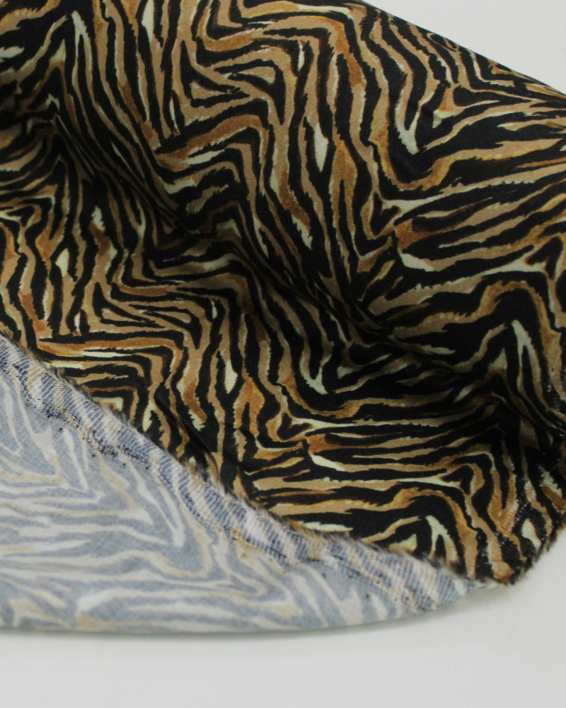 Tecido Viscose Italiano Animal Print Caramelo, Preto e Bege