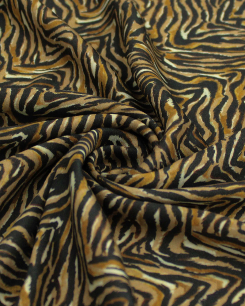 Tecido Viscose Italiano Animal Print Caramelo, Preto e Bege