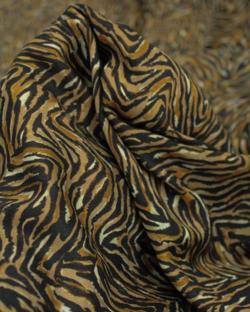 Tecido Viscose Italiano Animal Print Caramelo, Preto e Bege