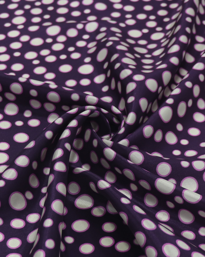 Tecido Viscose Acetinada Italiano Multi Poá Prata, Rosa e Roxo