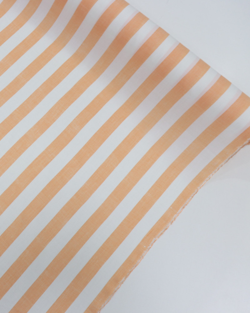 Tecido Viscose Macro Listras Laranja Mescla