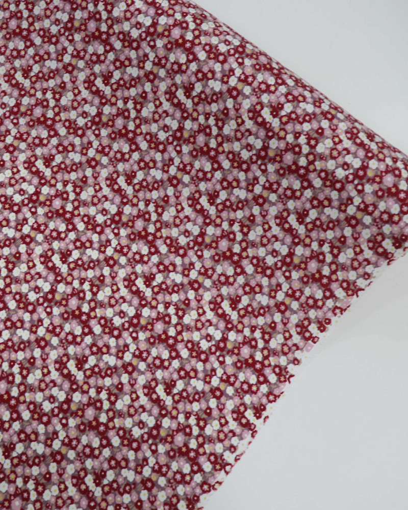 Tecido Viscose Texturizada Tapete Floral Tons de Rosa