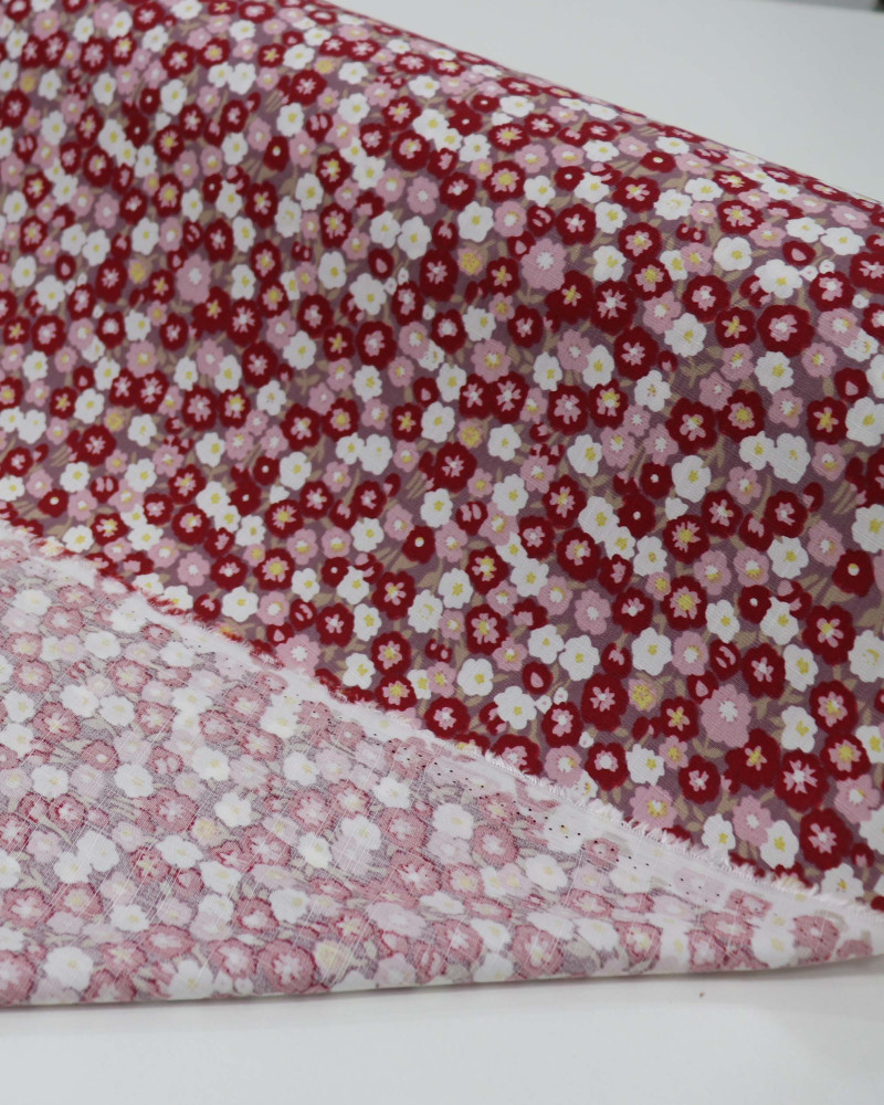 Tecido Viscose Texturizada Tapete Floral Tons de Rosa