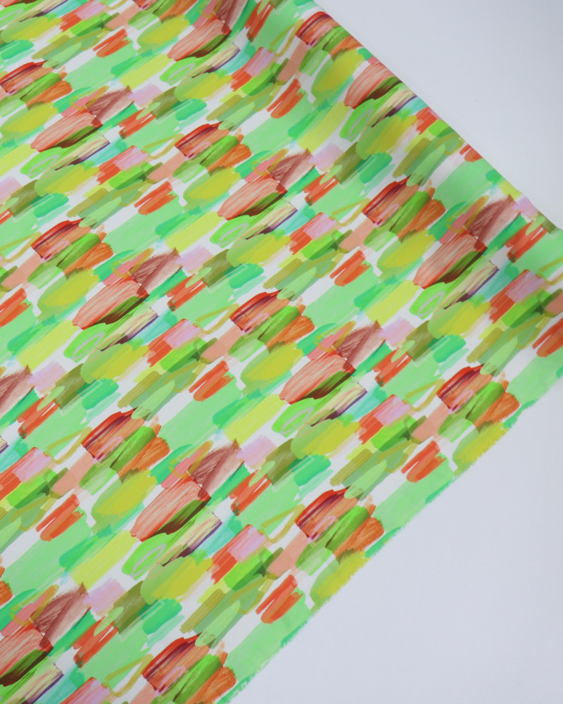 Tecido Viscose Italiano Pinceladas Neon