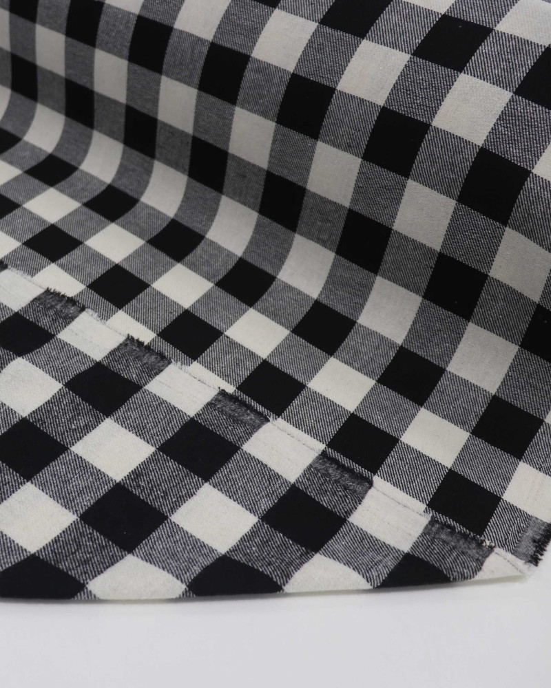Tecido Flanela Mista Quadriculado Preto e Cru
