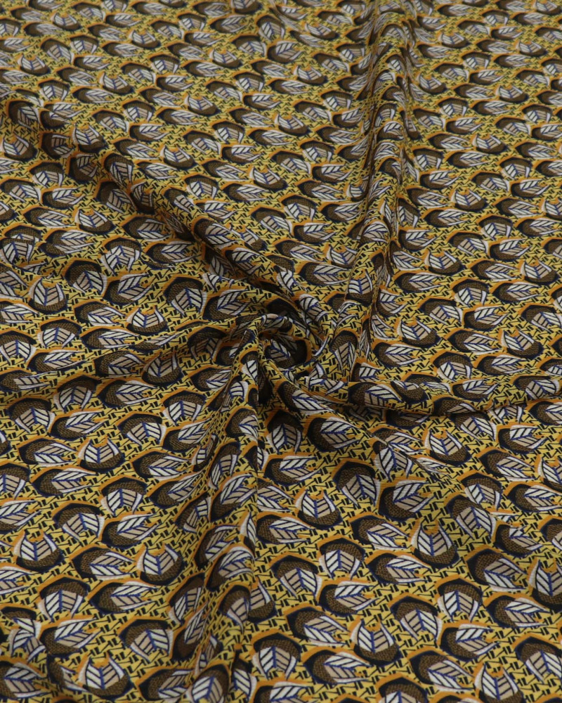 Tecido Crepe Chiffon Texturizado Italiano Micro Estampa Amarelo