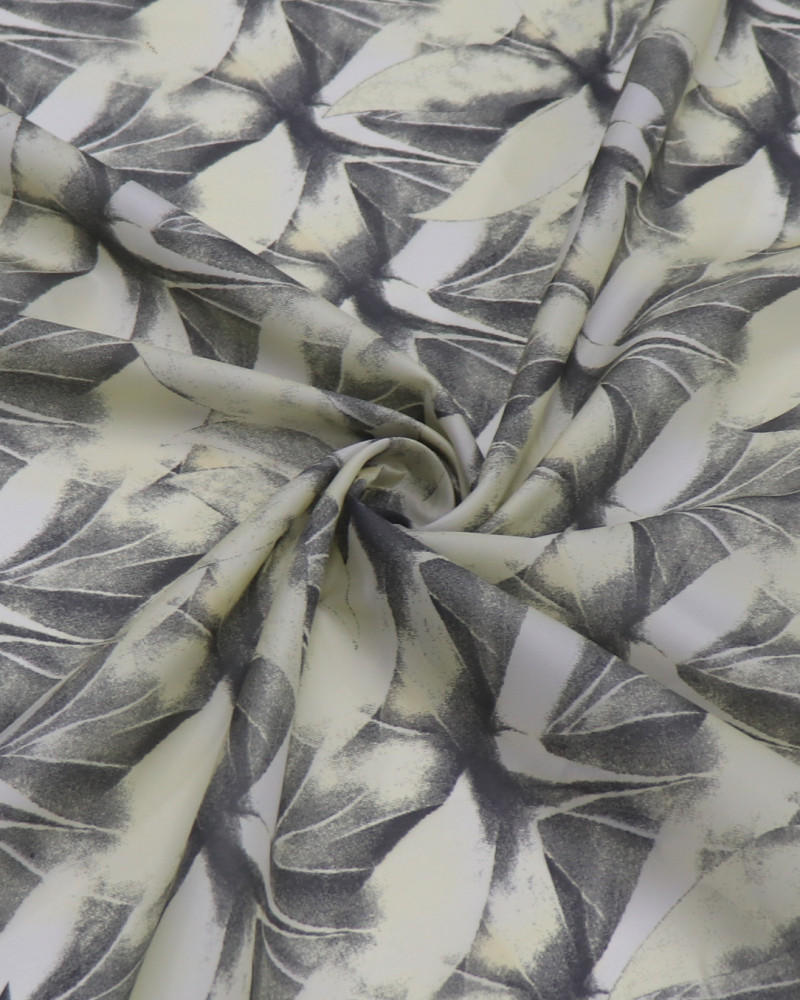 Tecido Cetim Italiano Multi Floral Amarelo Requinte e Cinza