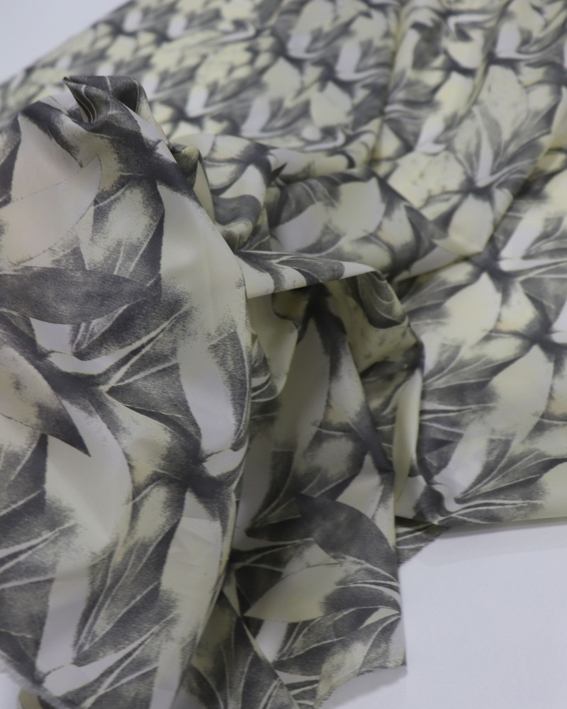 Tecido Cetim Italiano Multi Floral Amarelo Requinte e Cinza