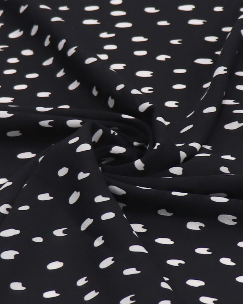Tecido Crepe GGT Italiano Pingos Branco e Preto