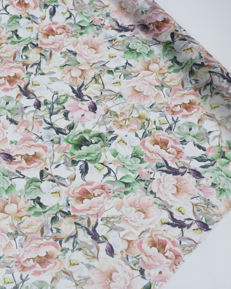 Tecido Crepe Chiffon Italiano Tapete Floral Colorido