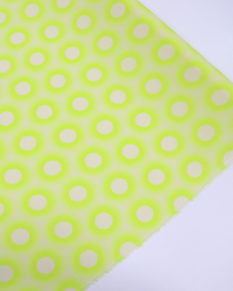 Tecido Viscose Italiano Anéis em Neon e Bege