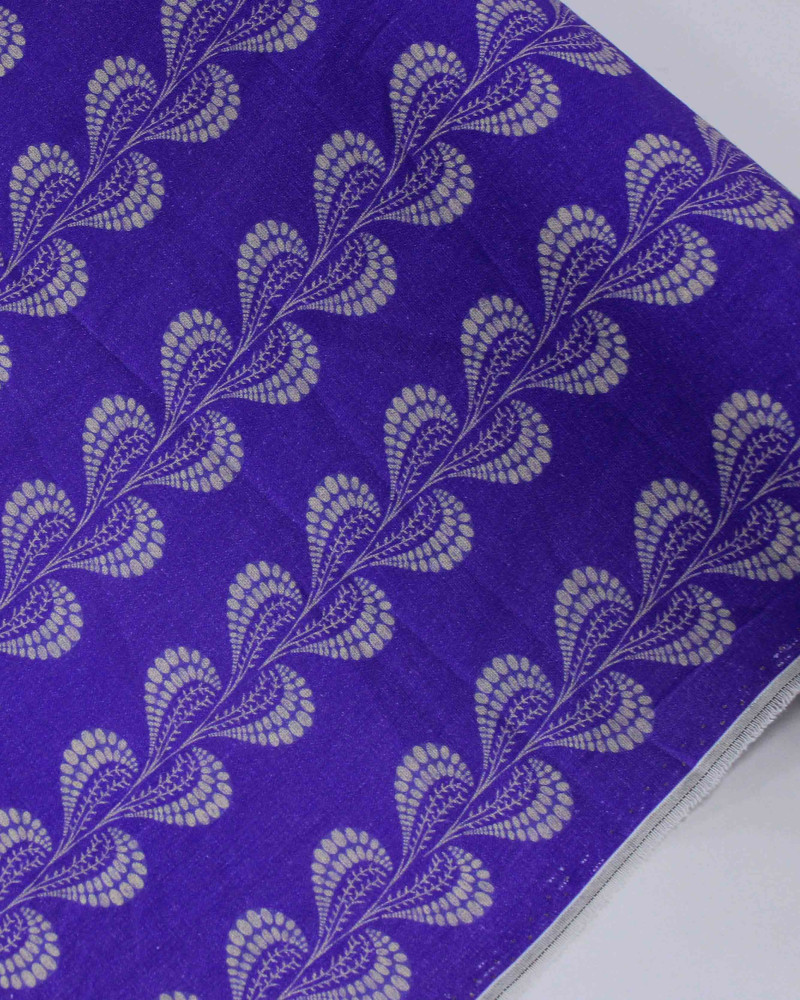 Tecido Linho Misto Premium Listras em Ramos Ondulados Cinza e Roxo