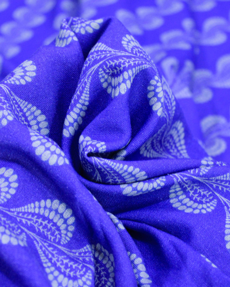 Tecido Linho Misto Premium Listras em Ramos Ondulados Cinza e Roxo