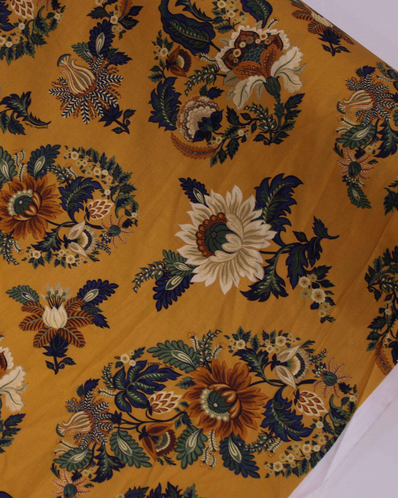 Tecido Tricoline com Elastano Premium Cashmere Floral Colorido e Argila