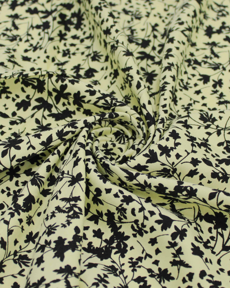 Tecido Viscose Micro Ramos Preto e Amarelo Requinte