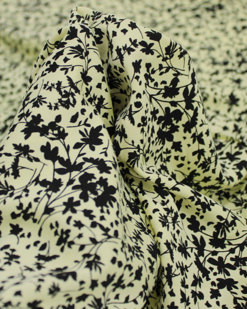 Tecido Viscose Micro Ramos Preto e Amarelo Requinte
