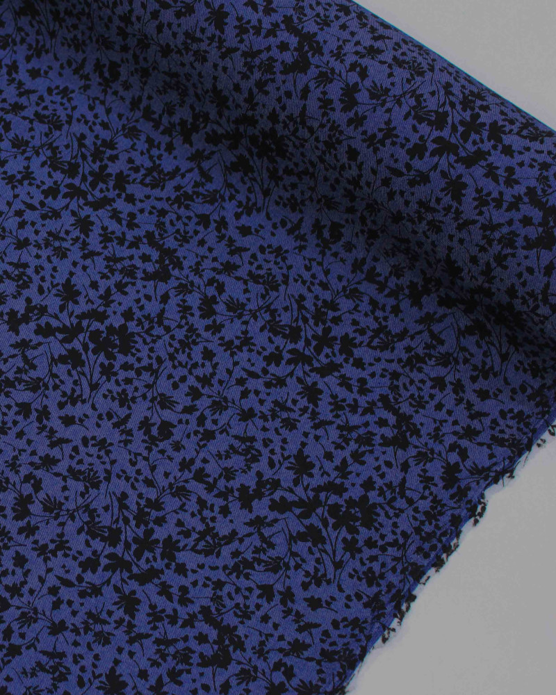 Tecido Tencel Micro Ramos Preto e Azul Marinho Noite