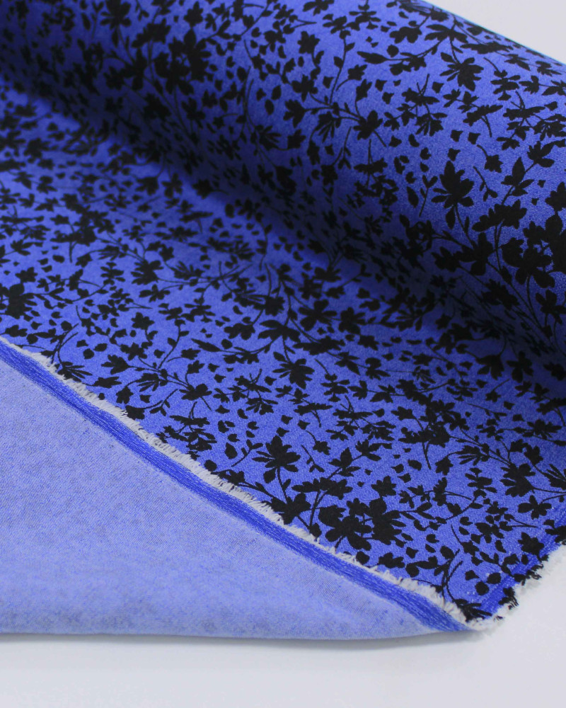 Tecido Tencel Micro Ramos Preto e Azul Marinho