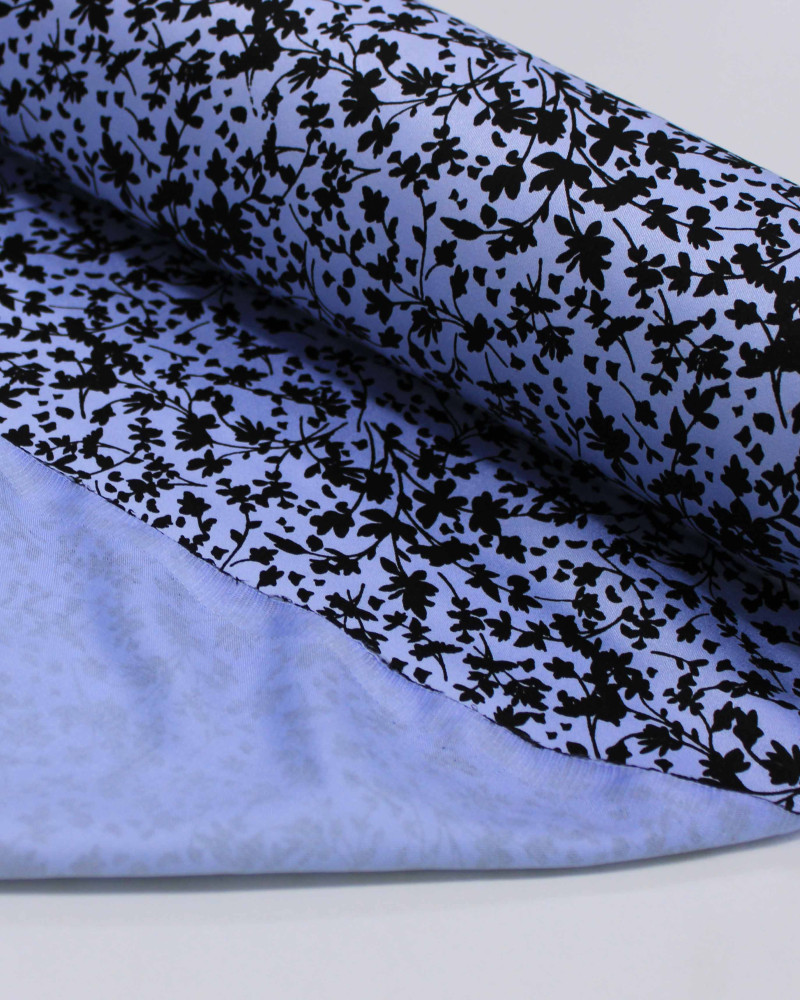 Tecido Tencel Micro Ramos Preto e Aul Ardósia