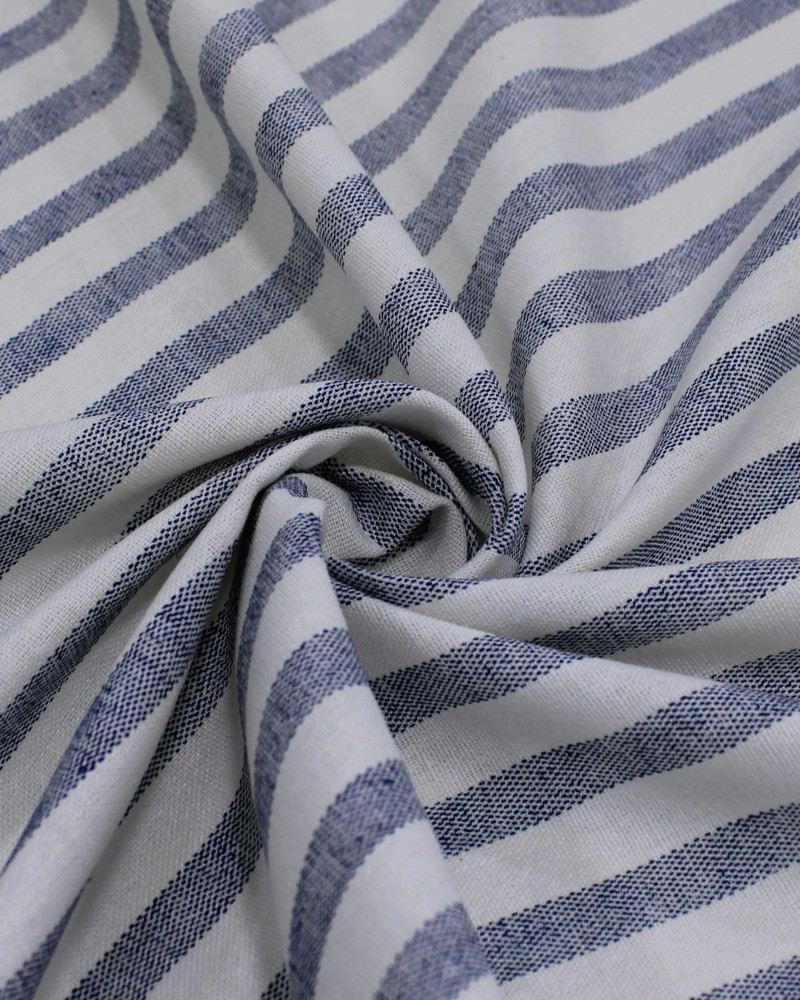 Tecido Linho Misto Listrado Azul Marinho e Branco