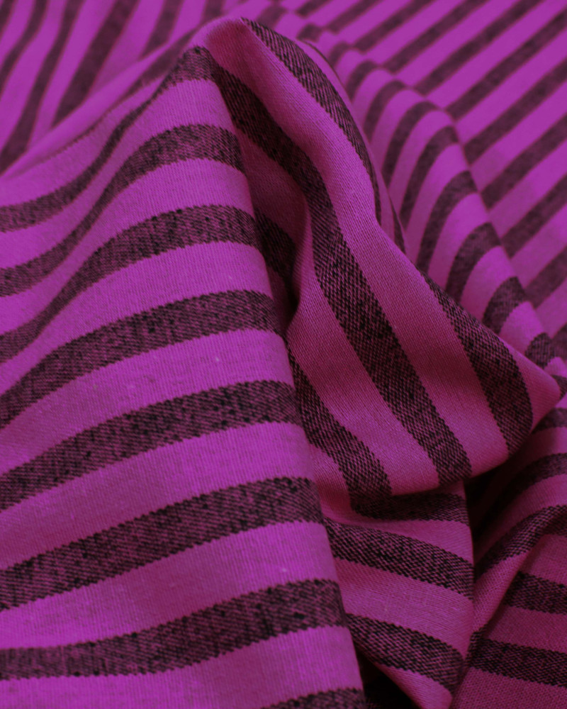 Tecido Linho Misto Listrado Preto e Rosa